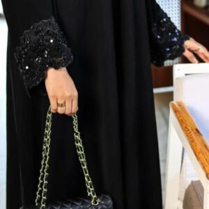 Elena عبايه بروج تطريز اسود فاخرة وأنيقة